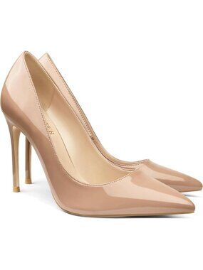 Women's Nude Pumps Pointed Toe Slip On Stiletto High Heels Formal Dressy Shoes